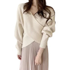 Front view of batwing sleeve sweater for women