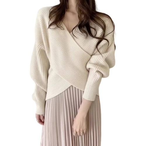 Front view of batwing sleeve sweater for women