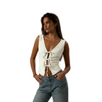 Beige midriff baring top for women