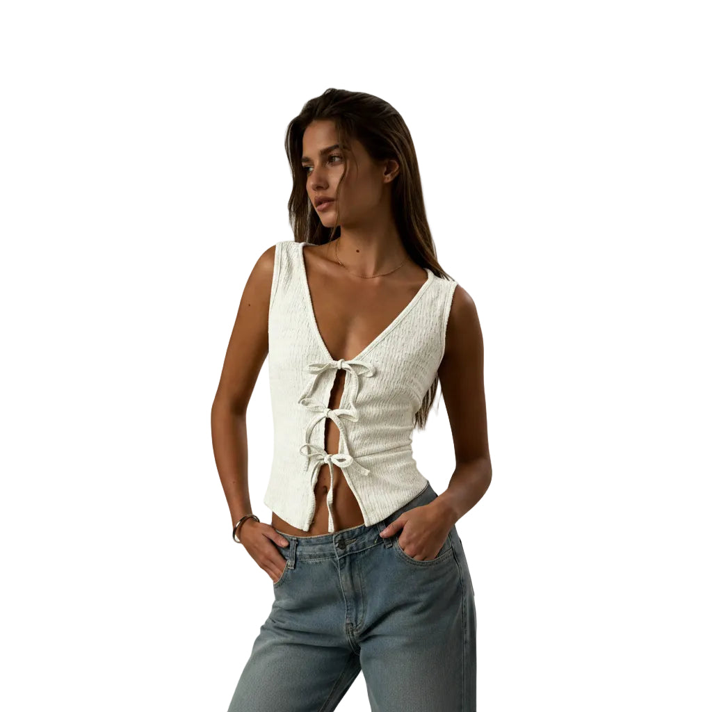 Beige midriff baring top for women