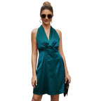 Women's Black casual backless spring dress.