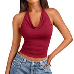 Black halter neck fashion top