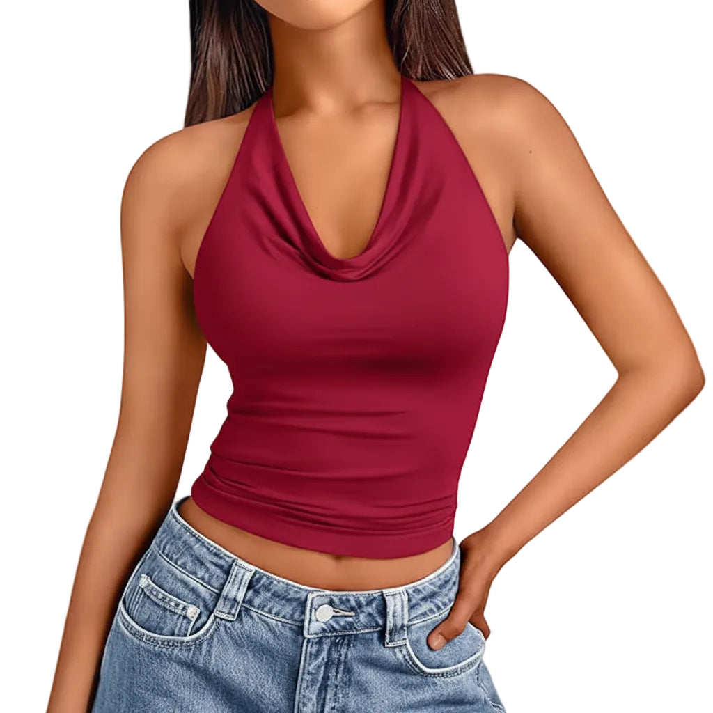 Black halter neck fashion top