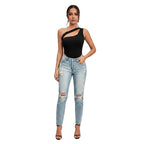 Black slim fit fashion tank for women