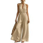 Women's Black wide leg sleeveless jumpsuit