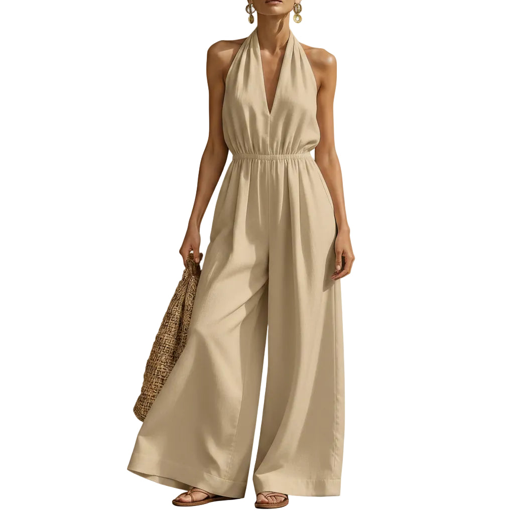 Women's Black wide leg sleeveless jumpsuit