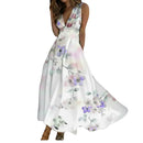 Women's Blue Floral V neck maxi dress.