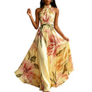 Women's Blush Pink floral sleeveless maxi dress.