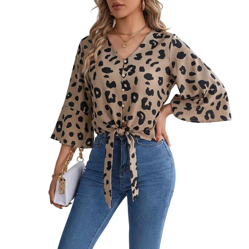 Elegant office blouse with lightweight chiffon fabric.