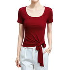 Front view of elegant square neck blouse