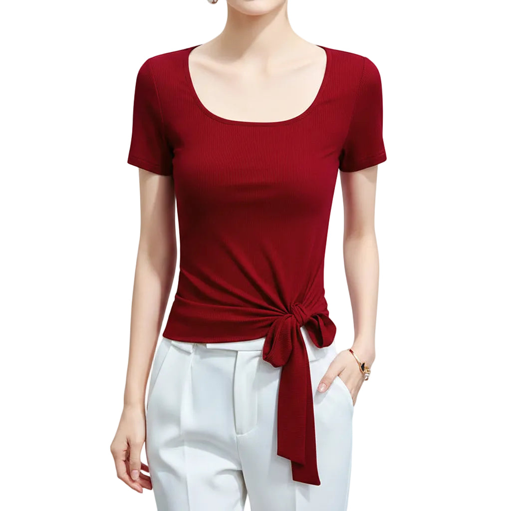Front view of elegant square neck blouse