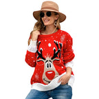 Front view of elk jacquard sweater for women