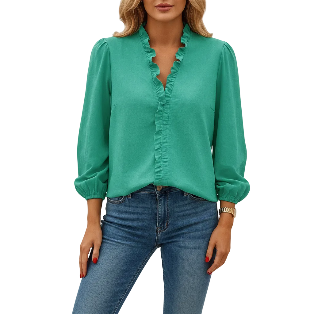 Flattering fit elegant ruffle top look