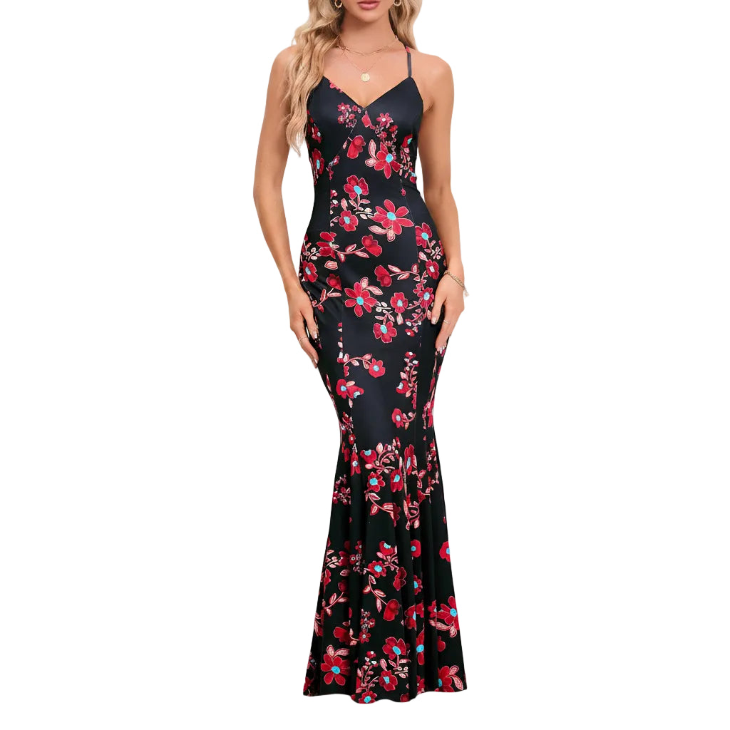 Women's floral dress perfect for vacations.