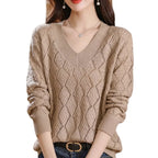 Ginger color knit sweater for women