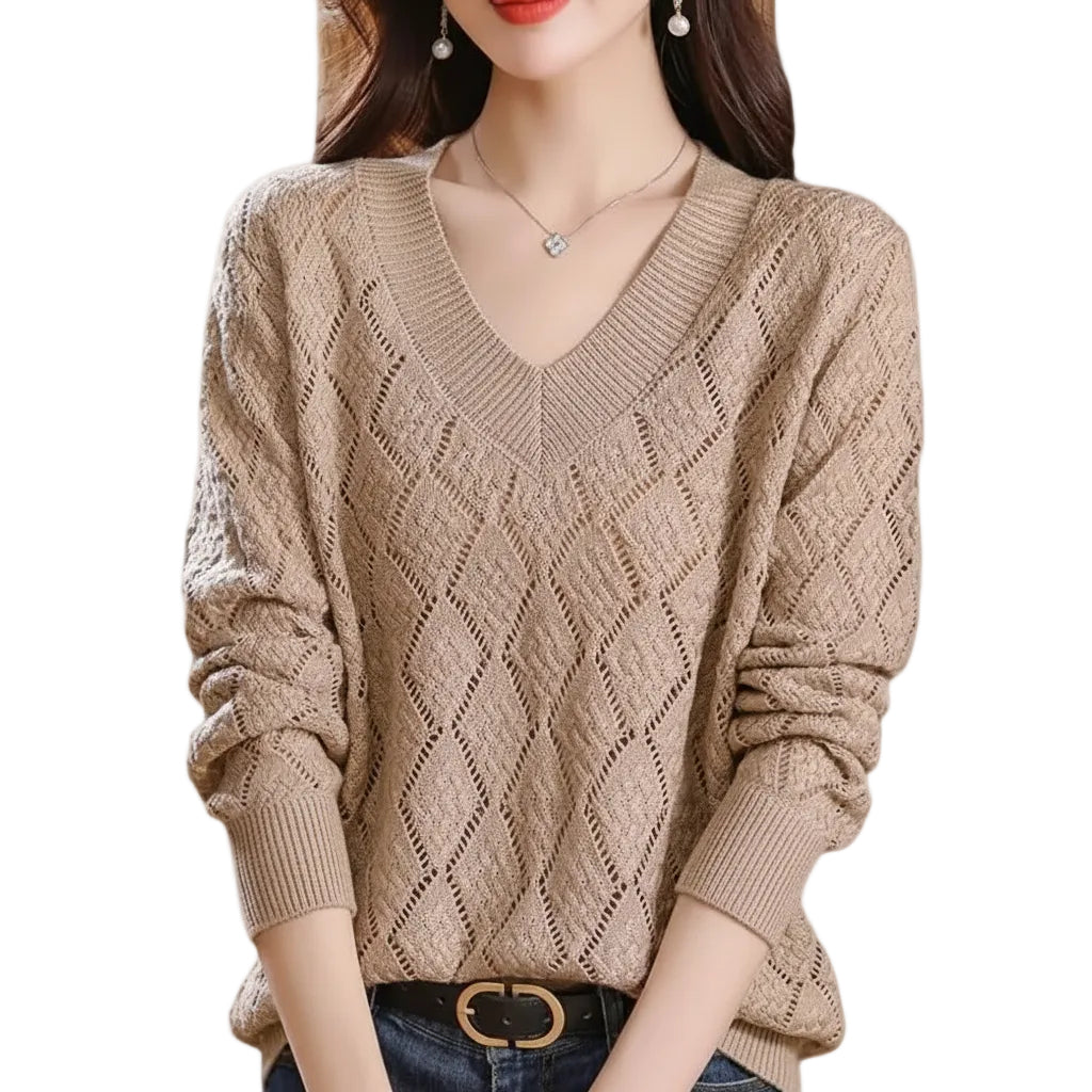 Ginger color knit sweater for women