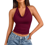 Green casual tank top for women