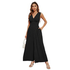 Women's Green waist cinching wide leg jumpsuit.