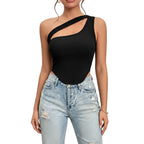 Front view of hollow out chest wrap tank top