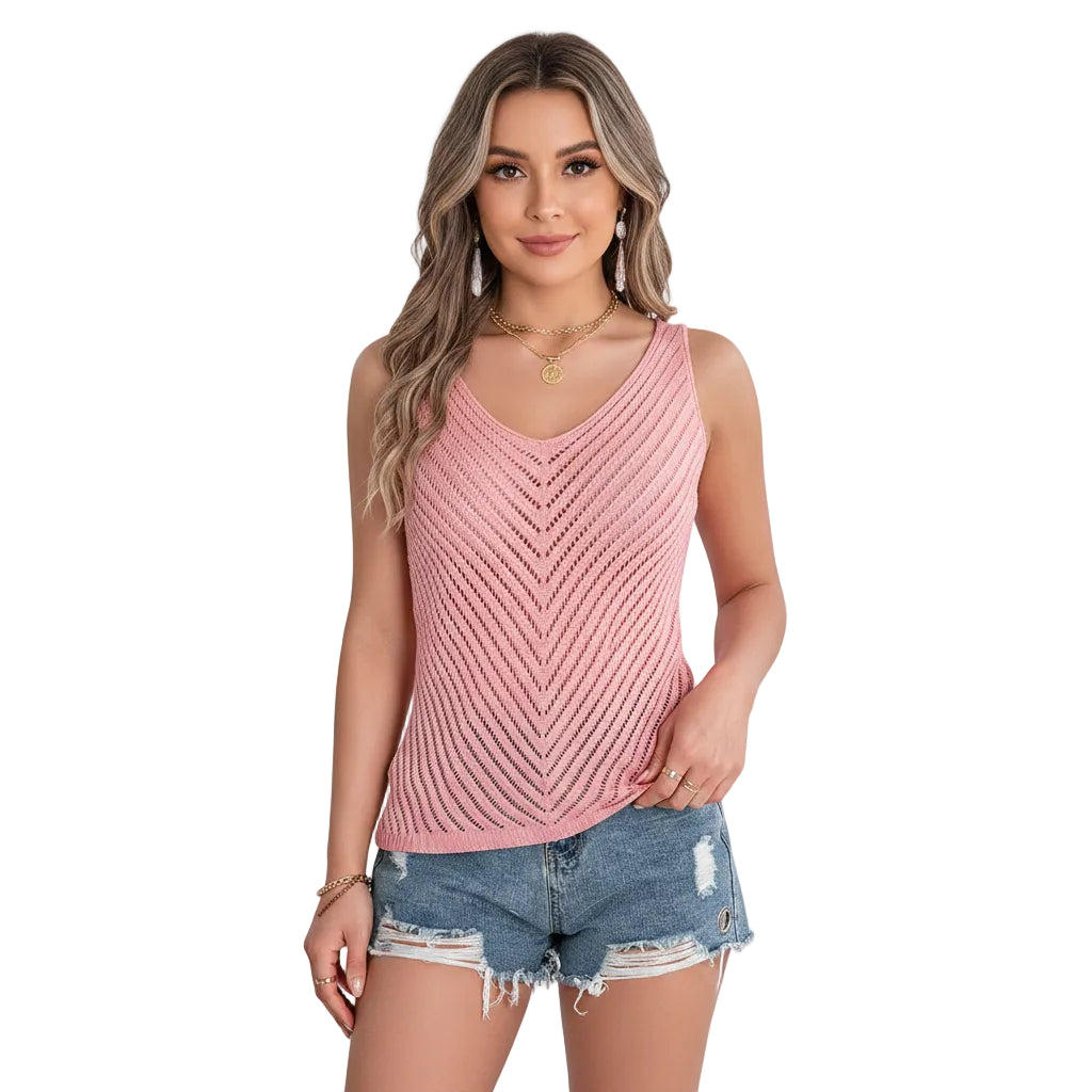 Hollow out sleeveless fashion top for women