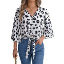 Women's Khaki leopard print casual blouse.