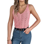 Khaki summer knit top for women