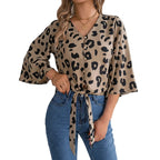 Lightweight fashion blouse for women with leopard print.