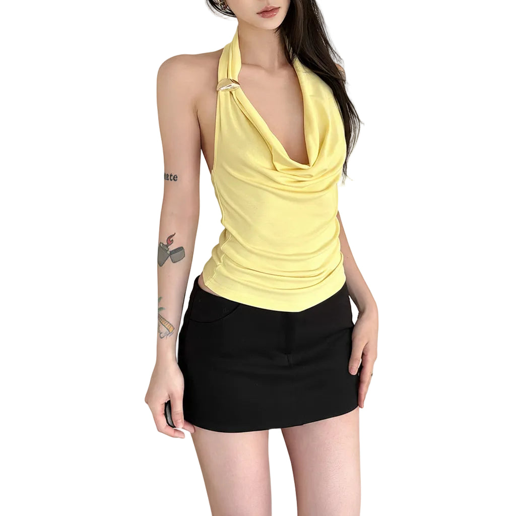 Lightweight polyester halter top for women