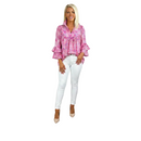 Modern floral fashion blouse with casual elegance.