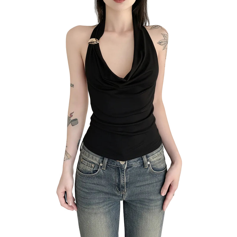 Front view of modern halter neck tank top
