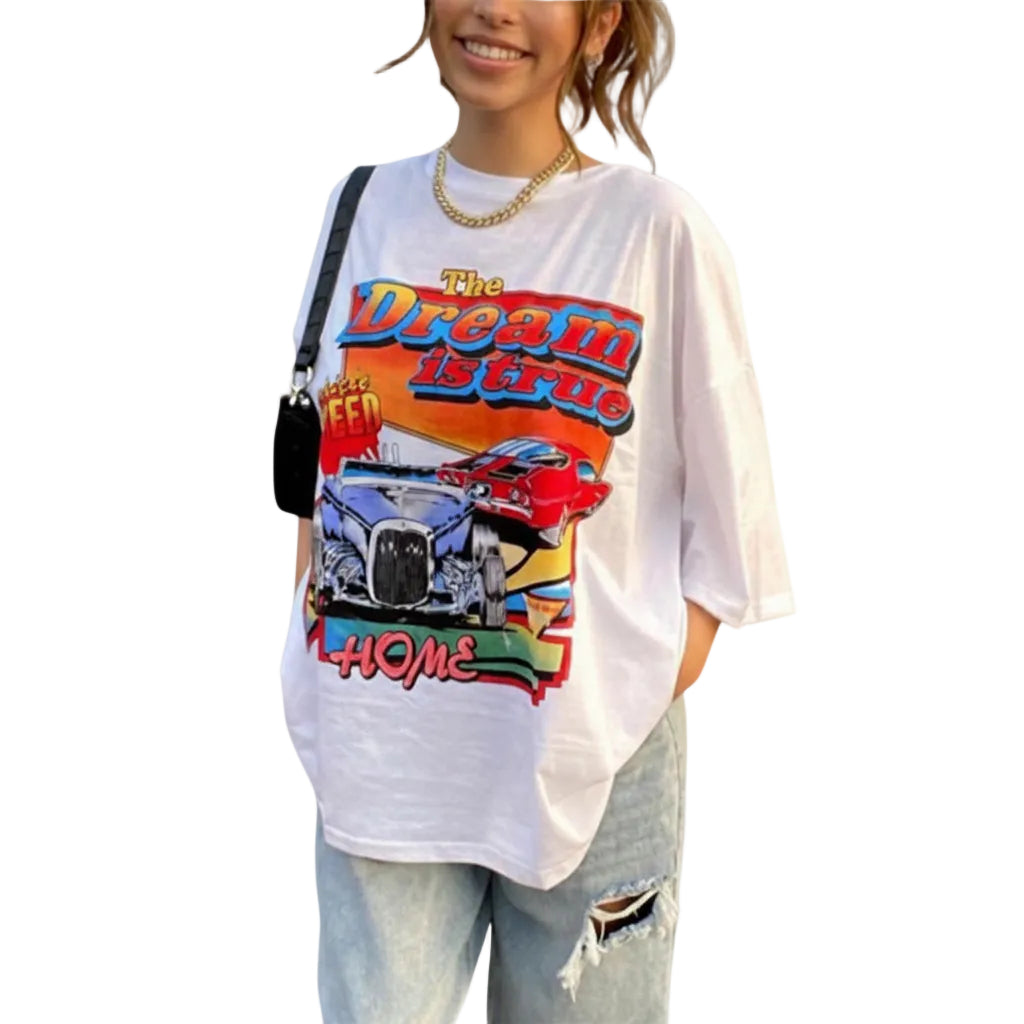 Front view of modern letter print T shirt