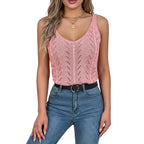 Pink V neck fashion tank for women