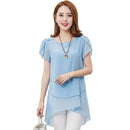 Women's plus size chiffon blouse with relaxed fit.