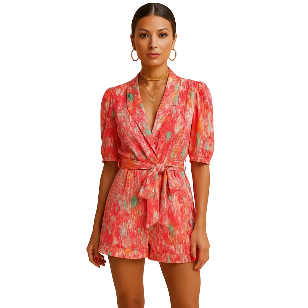Purple belted summer jumpsuit display