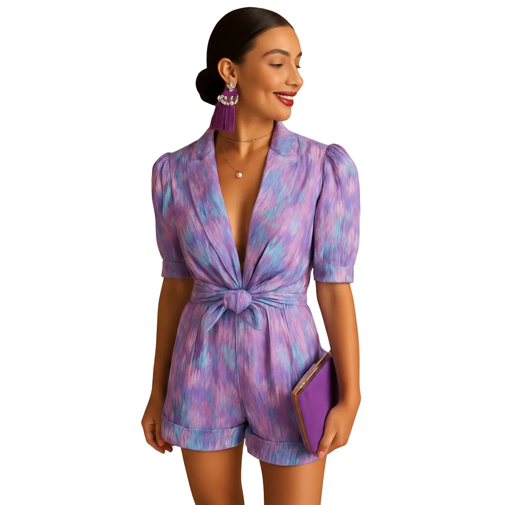Purple short summer fashion outfit style