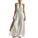 Women's Sky Blue V neck halter neck jumpsuit