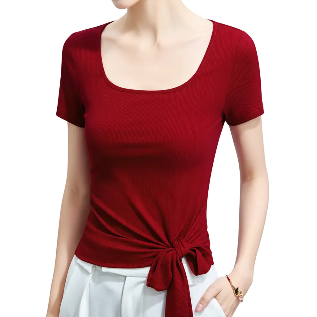 Slim fit square collar blouse for women