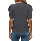 Stylish puff sleeve casual shirt for women