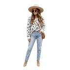 Trendy printed knit sweater