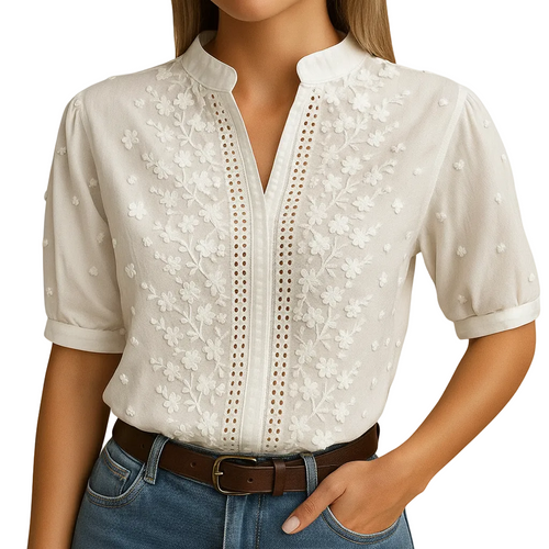 White elegant collared blouse for women