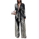 Women's White blouse and wide leg pants set.
