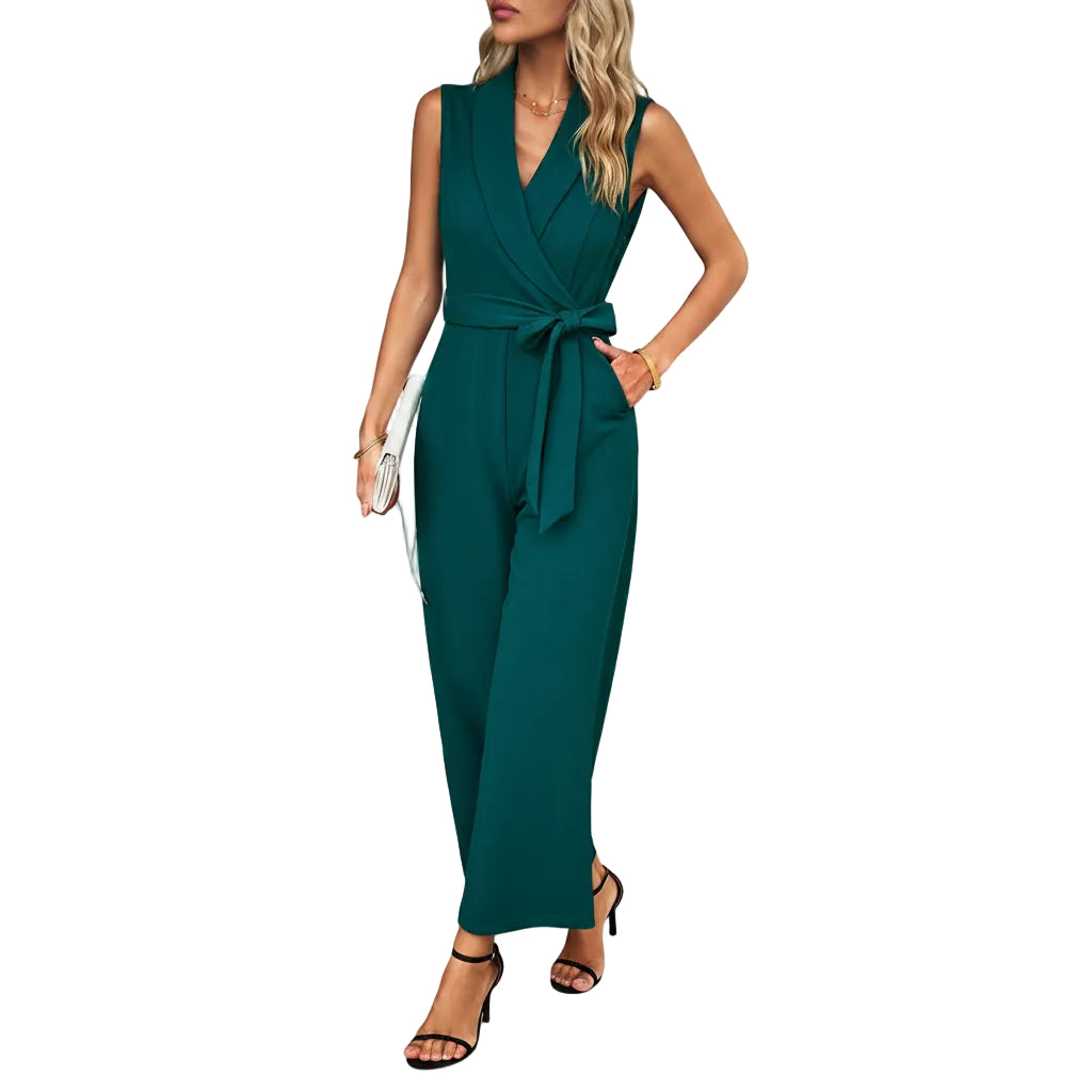 Women's Wine Red high waist jumpsuit.