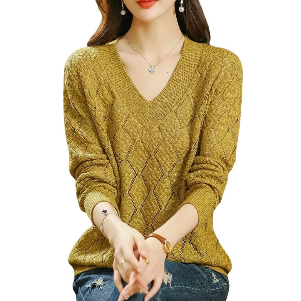Irregular knit sweater for women