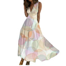Women's digital floral print maxi dress with flowing silhouette.