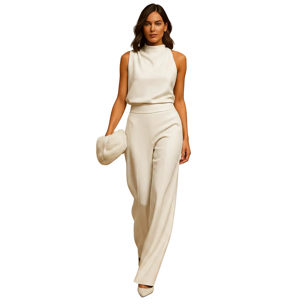 Women's evening wear halter jumpsuit style