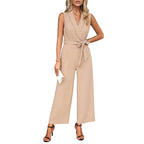 Women's high waist straight leg jumpsuit.