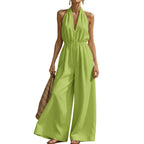 Women's high waist wide leg cropped jumpsuit