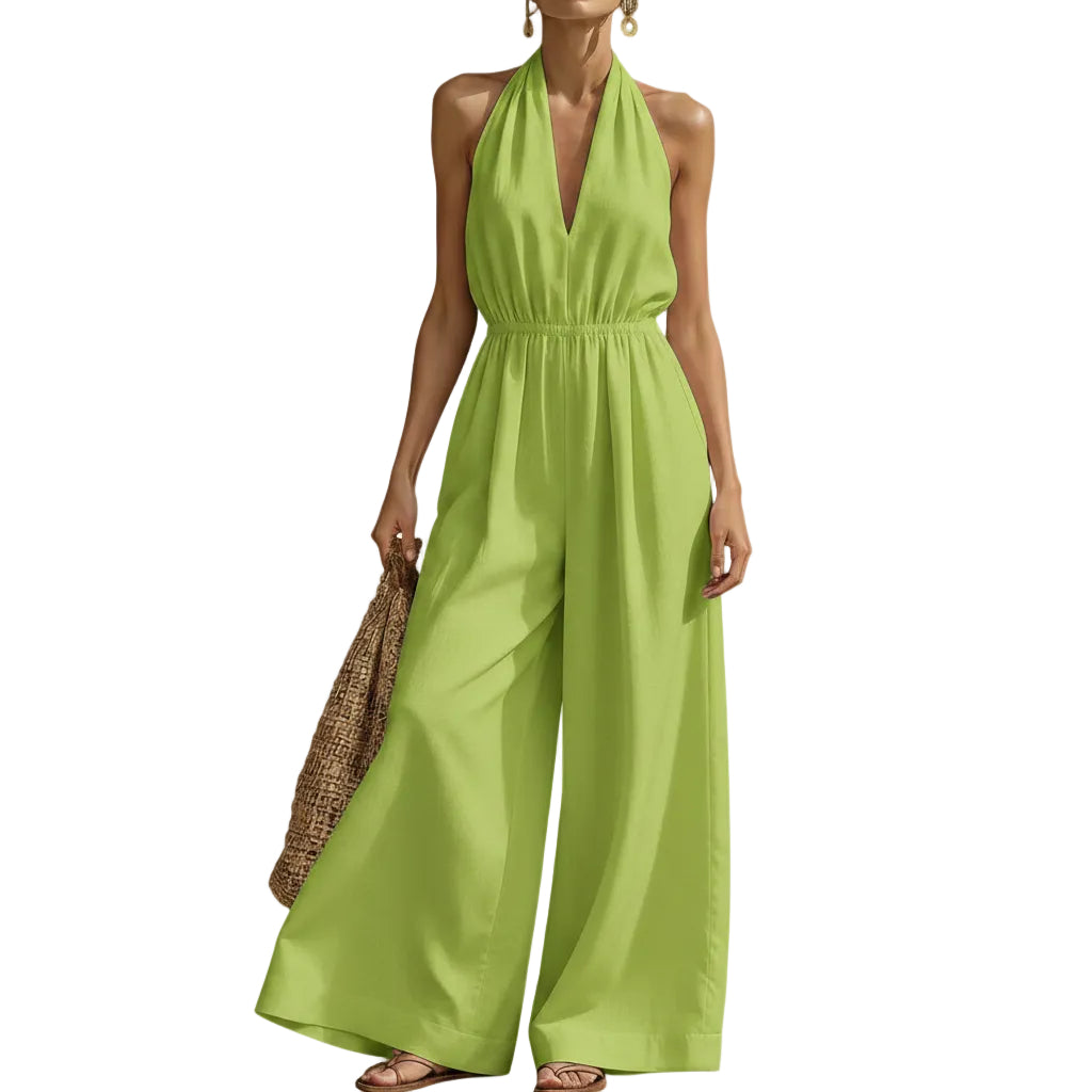 Women's high waist wide leg cropped jumpsuit