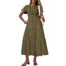 Women's puff sleeve A line maxi dress.
