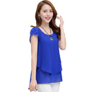 Women's lightweight short sleeve chiffon blouse.